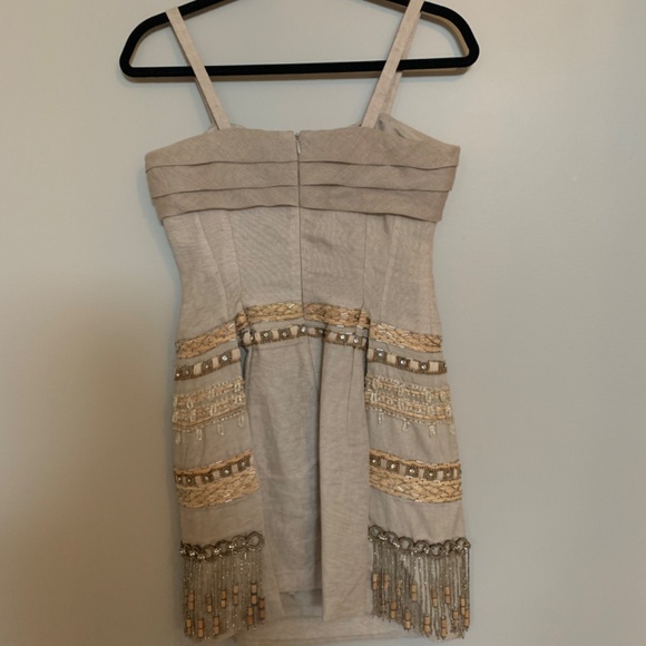 Nanette Lepore boho Beaded Linen mini dress - Picture 4 of 5